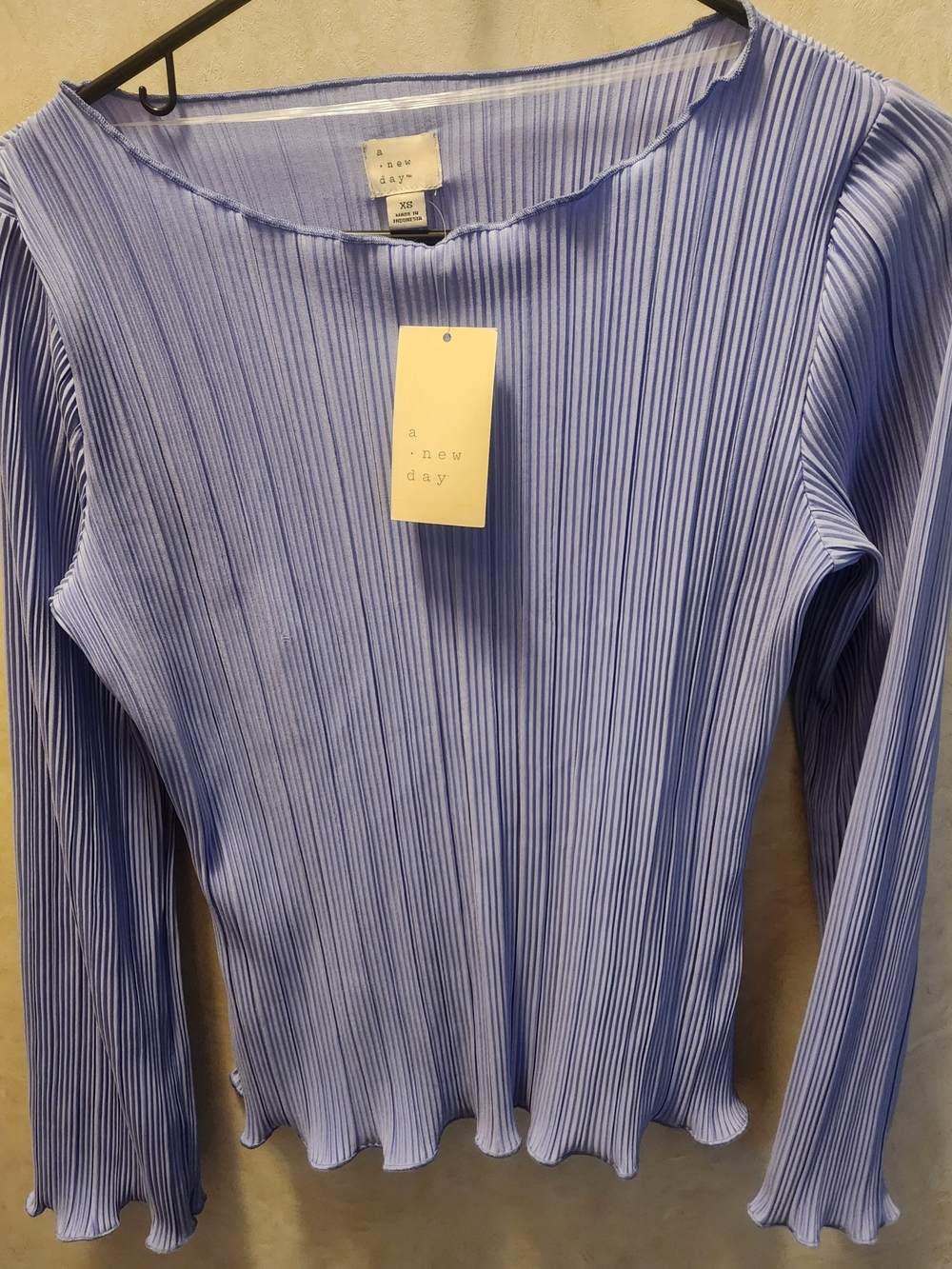 a new day Periwinkle Pleated Long Sleeve Top